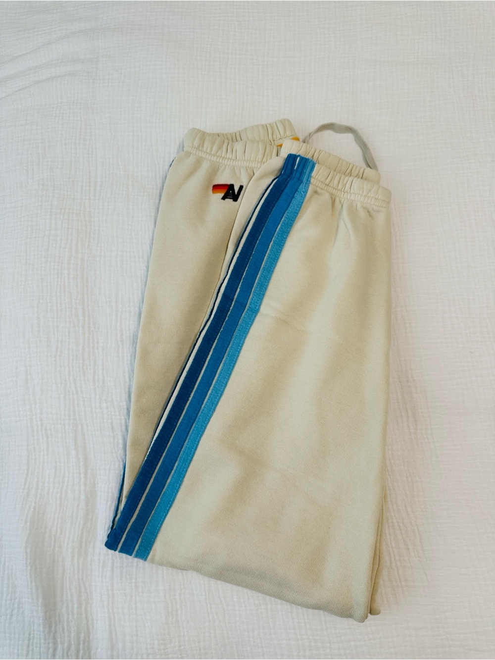 Aviator Nation Cream sweatpants 5 stripes. Perfect condition! size medium